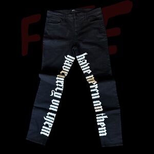 Fashion Nova Black Graphic Slim Jeans